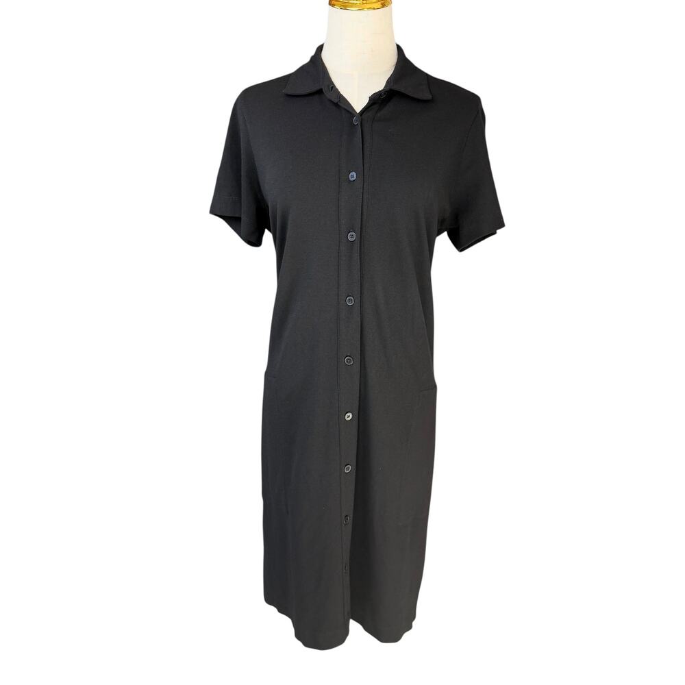 Club Monaco Black Shirt Dress Ponte Knit Minimalist Workwear Capsule Goth XL